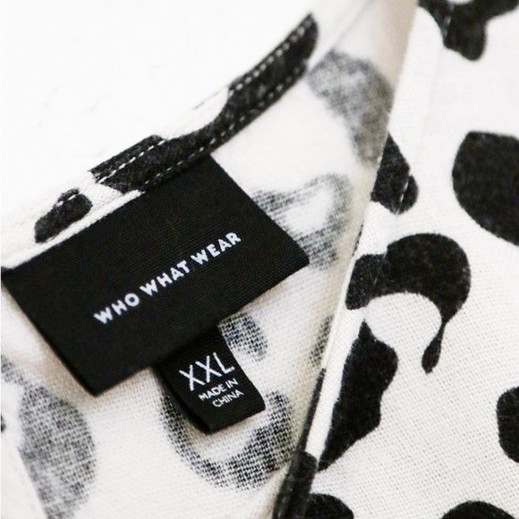 Who What Wear Linen Blend Leopard Animal Flutter Sleeves Tiered Midi Dress XXL - Picture 8 of 16